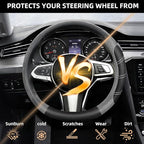 NBTEPEM Customized Auto Car Steering Wheel Cover for Honda Accord, Civic, CR-V, HR-V, Pilot, Microfiber Leather Sport Steerin