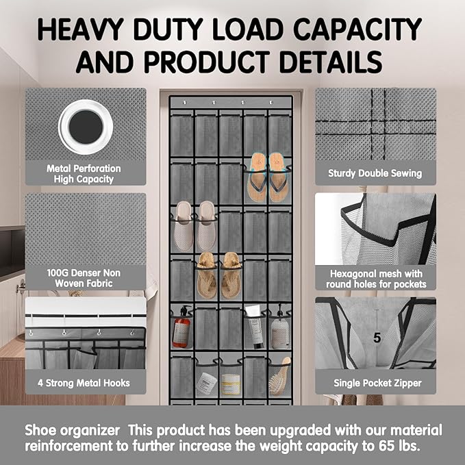 Kotkn 35 Compartment Over The Door Storage - Breathable Mesh Hanging Organizer with Large Pockets, Space Saving Design for Me