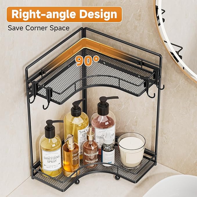 VITVITI 2-Tier Corner Bathroom Counter Organizer, Bathroom Countertop Organizer Storage for Sink, Metal Mesh Makeup Organizer