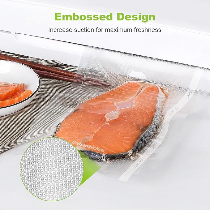 Bonsenkitchen Vacuum Sealer Bags, 8" x 50' Rolls 2 pack for Food Storage Saver, Bpa Free, Heavy Duty, Commercial Grade Textur