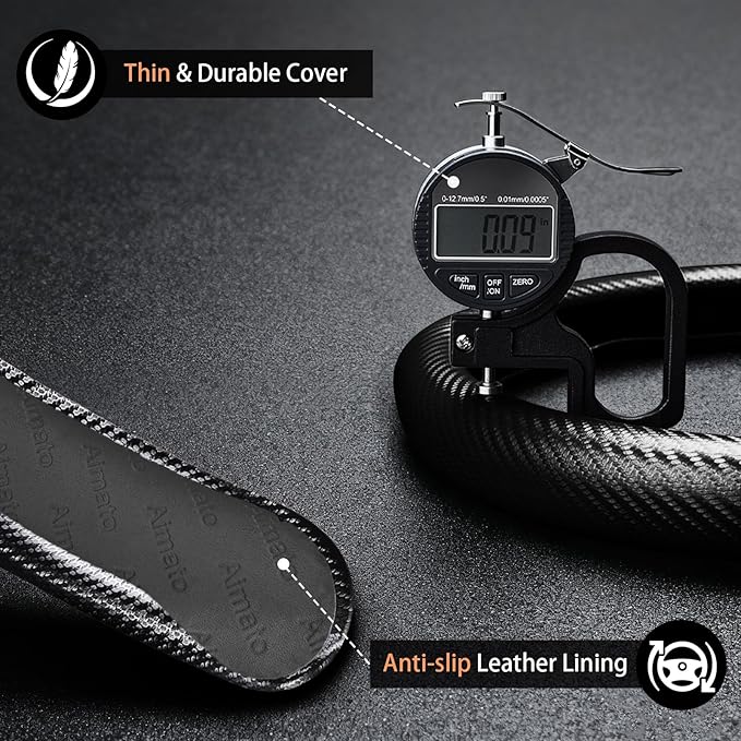 Aimato Customized Steering Wheel Cover for Honda Accord 2013-2017/Pilot 2016-2018/Crosstour 2013-2015, Thin,Anti-Slip,Scratch-Resistant Exclusive Car Accessory for Honda,Matte Black