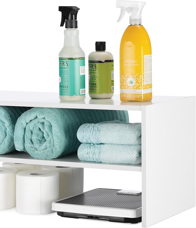 Whitmor Wood Stackable 2-Shelf Shoe Rack, White, 24 inches，2 Pack