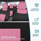 BDK PolyPro Car Seat Covers Full Set in Pink on Black – Front and Rear Split Bench Seat Covers for Cars, Easy to Install Car 