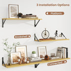 Axeman 24 Inch Floating Shelves | 8 Inch Deep Oak Wall Shelves Set of 2 | 24W x 8D Rustic Wood Shelves for Bookshelf Living R