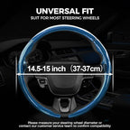 West Llama Carbon Fiber Steering Wheel Covers,3 Piece Car Wheel Cover Universal Fit 99% Cars(Glossy Blue)