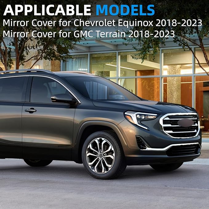 Passenger Side Mirror Cover Replacement for Chevrolet Equinox 2018 2019 2020 2021 2022 2023, for GMC Terrain 2018-2023 - Right Side Mirror Covers, Rear View Mirrors Cap Accessories Black