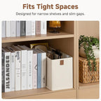 StorageWorks Fabric Storage Bins, Small Storage Bins with PU Handle, Decorative Narrow Baskets for Shelves, Ideal for Organiz