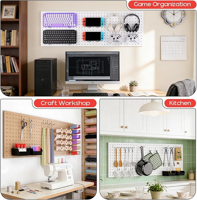 278PCS Upgraded Pegboard Hooks Assortment, Peg Board Organizer Accessories with Bins, Fit 1/8 or 1/4 inch PegBoard for Hangin