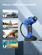 AstroAI C2 Cordless Tire Inflator Air Compressor 20V Rechargeable Battery Powered 160PSI Portable Handheld Air Pump with 12V Car Power Adapter Digital Pressure Gauge for Cars Motorcycles Blue