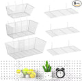 Sieral 6 Pieces Pegboard Baskets Wall Mount Wire Peg Board Baskets 3 Sizes Pegboard Accessories Slatwall Bins Basket Home Gar