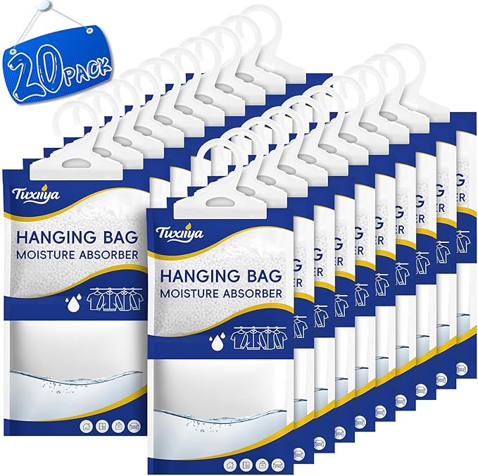 Moisture Absorbers 20 Pack,Hanging Closet Dehumidifier Bags,Moisture Absorbing Bags, Desiccant,Moisture Absorbing Bags for Cl