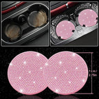 NBTEPEM 30 Pcs Pink Bling Car Accessories Set for Women, Pink Steering Wheel Cover Set, Bling Console Cover, Seat Belt Cushion, Shift Knob Cushion, Cup Coaster, Rhinestone Car Hanging Accessories