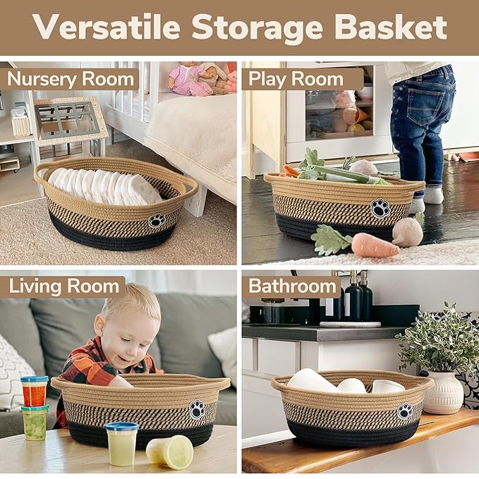 Dog Storage Bin, Baby Basket for Gifting, Wicker Storage Baskets for Dog, Cute Basket with Handles, Small Woven Baskets for N