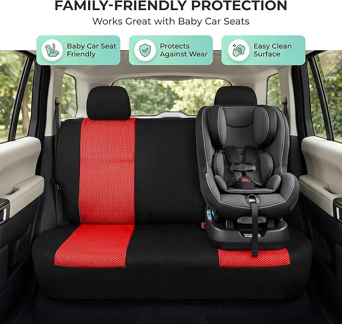 FH Group Automotive Rear Car Seat Covers for SUV, Trucks, Sedan and More - Universal Fit Front High Back & Rear Solid Bench D