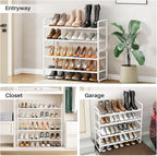 SNTD Shoe Rack - Expandable Shoe Organizer for Closet, Adjustable Metal Shoe Shelf Storage, Stackable Long Shoe Stand Holder 