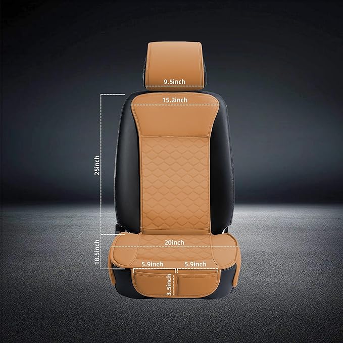 Elantrip 2PCs Front Car Seat Covers Leather Car Seat Protector Universal fit for Most Cars SUVs and Trucks Water Proof Seat P