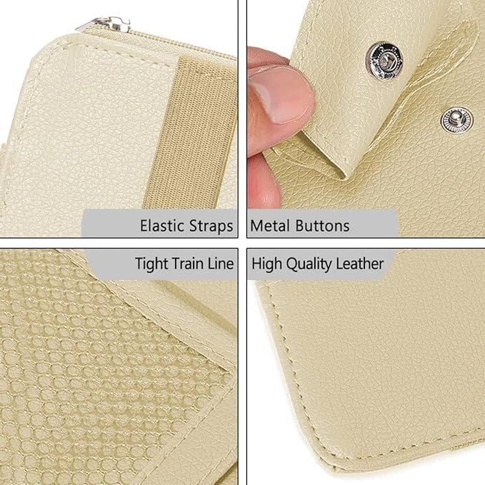 2 Pack Car Visor Organizer for Ford F150 2021-2025, Sun Visor Storage Pouch Premium PU Leather Interior Accessories Pocket Multi-Function Card Holder,Beige