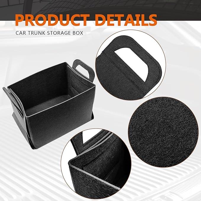 Felt Car Trunk Organizer, Foldable Vehicle Storage Box, Large Capacity Multi-Purpose Automotive Interior Accessories for Cars, S