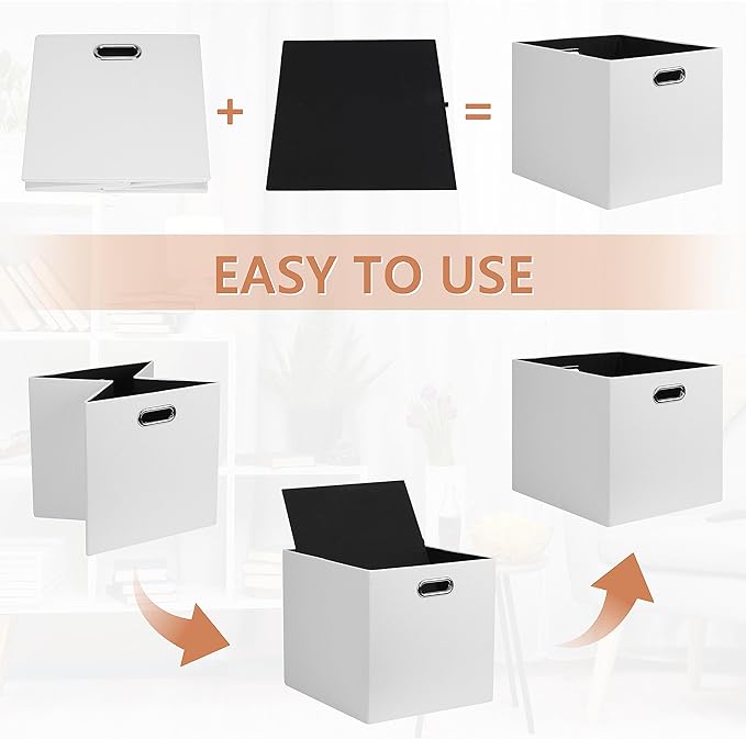 Posprica 13x15x13in Collapsible Storage Bins, Fabric Foldable Cube Storage Boxes, Decorative Storage Baskets Organizer for IK