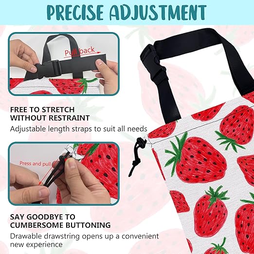 Car Garbage Bag Red Sweet Strawberry Drawstring Car Trash Bag Hanging for Back Seat with Adjustable Buckle Canvas Vehicle Trash Can Easy-to-Install