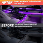 Interior Car LED Strip Lights 400 inches Fiber Optic tubing USB Powered RGB 8 in 1 Car Neon with Wireless APP and Remote Control, Ambient Lighting Kits 16 Million Colors,Sync to Music