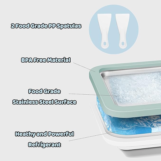 Ice Cream Roll Maker Rolled Ice Cream Machine, Sweet Spot Pan, Instant Cold Plate, Ideal for Making Rolled Ice Cream Soft Serve Slushies Frozen Yogurt Sorbet and Gelatod (Aquamarine)