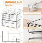 Yieach Acrylic Make up Organizers for Counter,Desk and Vanity,3 Pack Stackable Bathroom Counter Organizer with Drawers,Large 