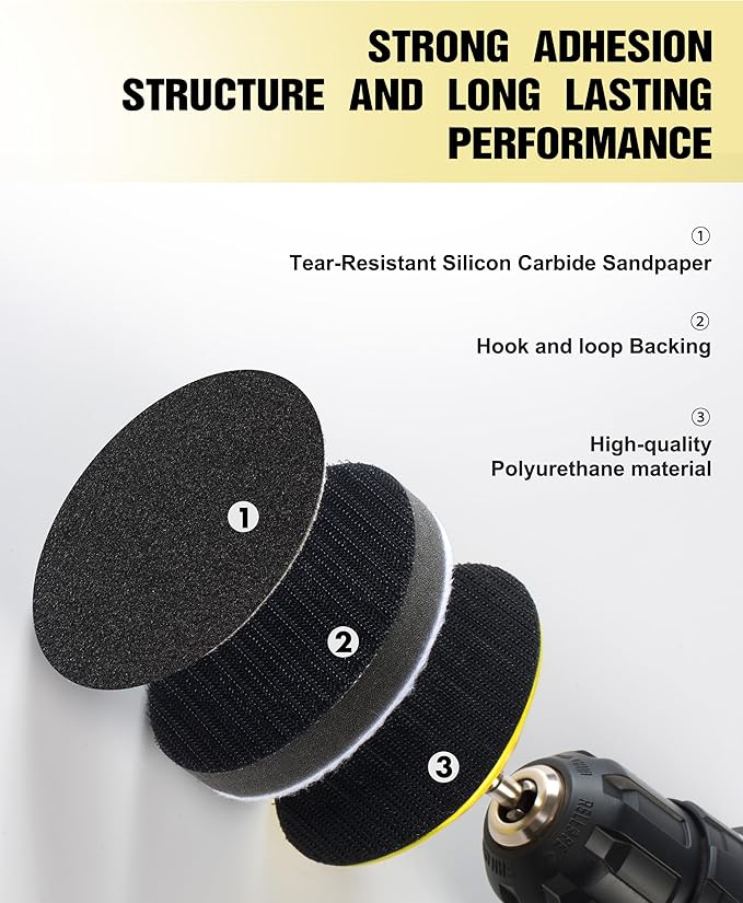 143 PCS Drill Polishing Kit, 3 Inch Sanding Disc Headlight Restoration Kit 60 to 10000 Grit Buffing Pads for Car Sanding, Wax