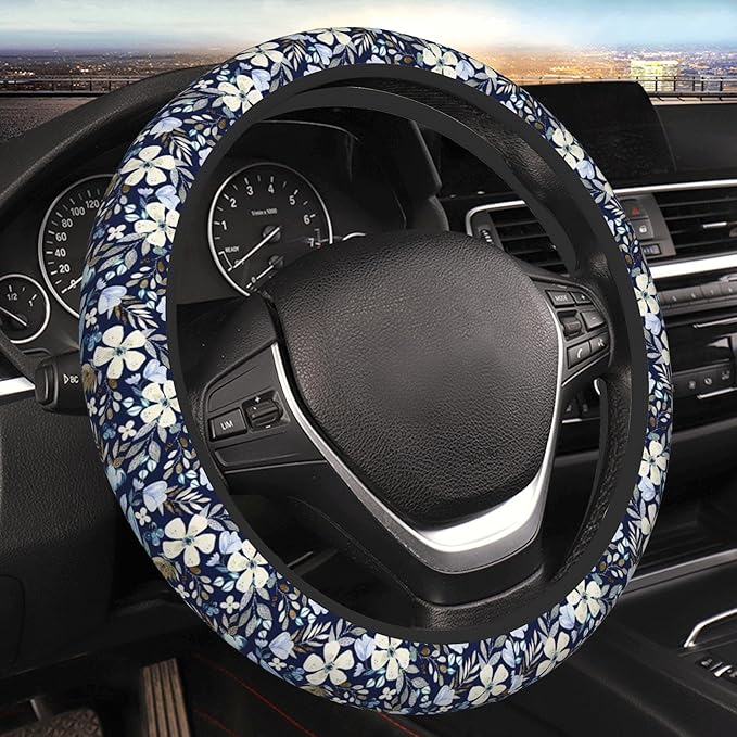 Steering Wheel Cover Universal Fit Car Interior Accessories for Women Men 15 Inch Breathable Anti Slip Odorless Neoprene Stee