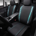 CAR PASS Leather Bling Diamond Car Seat Covers 2 Front Interior Sets, Waterproof Universal Shining Glitter Crystal Sparkle Fit for 95% Automotive Truck SUV Cute Women Girl, Black Mint Rhinestone