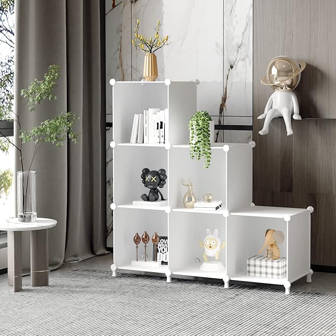 AWTATOS Cube Storage Organizer, Storage Cubes Shelves Bookshelf, 6 Cube Closet Organizers and Storage, DIY Stackable Plastic 