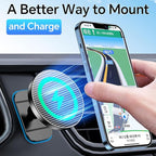 Coolpow for Magsafe Car Mount Charger【100% Stable】15W Magsafe Car Charger Magnetic Phone Holders for Your Car Accessories for Women Men car Phone Holder Wireless Car Charger for iPhone (Carbon Fiber)