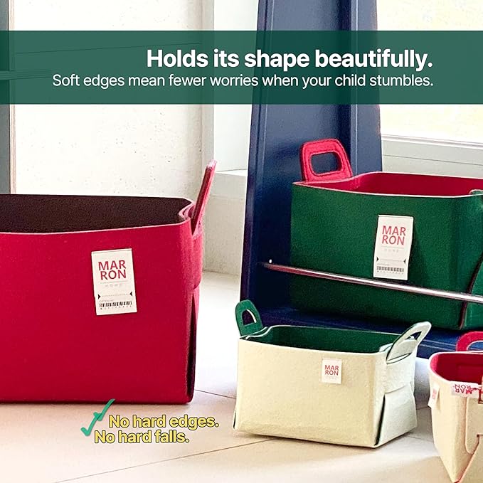 Collapsible Felt Storage Bin (DEEPGREENRED, MEDIUM)