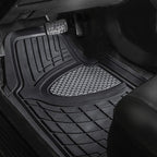 FH Group Premium Liners Tall Channel Trimmable All Weather Rubber Full Set Car Floor Mats (Gray) w. Trimmable All-Season Cargo Liner (Black) - Universal Fit for Cars Trucks and SUVs