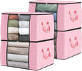 Fab totes 4 Pack Clothes Storage, Foldable Thick Fabric Blanket Storage Bags, Containers for Organizing Bedroom, Closet, Clot