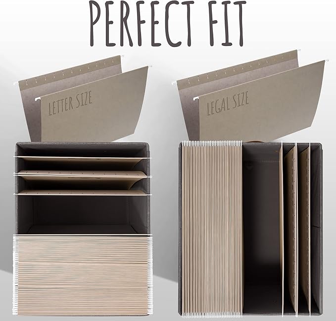 ZICOTO Decorative File Organizer Box Set of 2 - Collapsible Linen Filing Cabinets w/Handles Are Perfect to Store all Your Doc