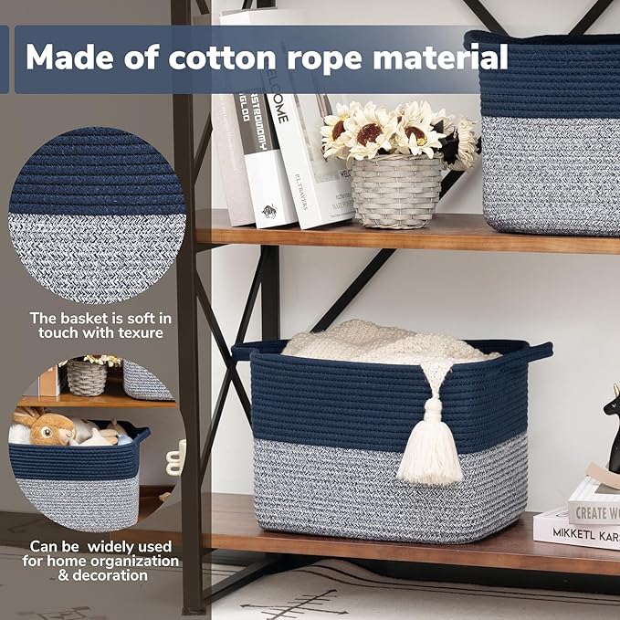 Goodpick Cube Storage Bins - Shelf Baskets for Towel Book Clothes, Closet Storage Bins for Office Woven Toy Basket for Shelve