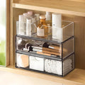 PAVSTINE Medicine Cabinet Organizer 3 Pack, Plastic Stackable Storage with 2 Drawers, Bathroom Mirror Cabinet Organizer with 