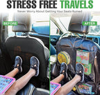 lebogner Back Seat Cover for Kids + 4 Pocket Storage Organizer, 2 Pack X-Large Waterproof Kick Mats Backseat Protector, Car S