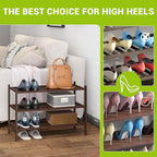 BMOSU 3-Tier Bamboo Shoe Rack Premium Stackable Shoe Shelf Storage Organizer for Hallway Closet Living Room Entryway Organize
