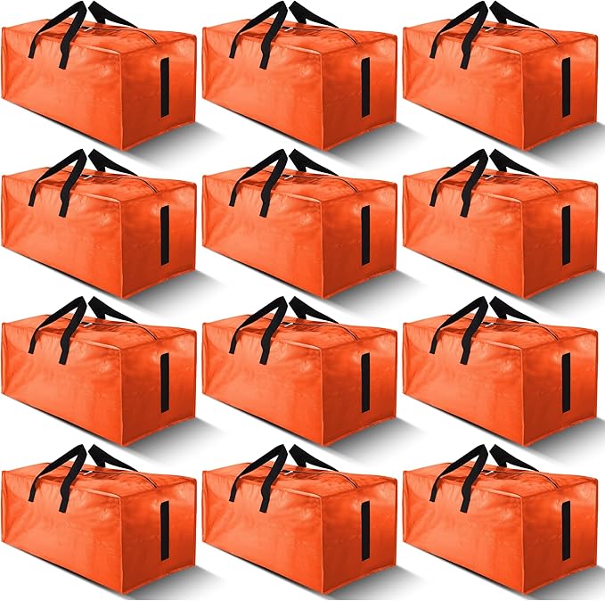 HOMESURE 12 Pack Large Strong Moving Bags with Zippers & Carrying Handles - Water-Resistant - Heavy Duty Storage Tote for Spa