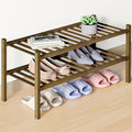 Smiry Bamboo Shoe Rack for Closet, 2 Tier Wooden Stackable Shoe Organizer, Free Standing Shoes Storage Shelf for Entryway, Fr