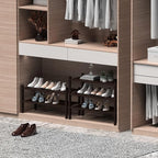 ROMGUAR CRAFT 2 Tier (Thick) Bamboo Shoe Rack for Closet Free Standing Wood Shoe Shelf for Entryway Small Space Stackable 27"