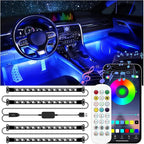 LivTee Smart Car Interior Lights, RGB LED Accent Lights with App Control, DIY Mode, Music Mode, 2-Line Design, Car Accessories for Women