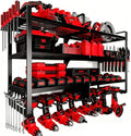 Large Power Tool Organizer Wall Mount, 4 Layer Heavy Duty 8 Cordless Drill Holder Tool Storage Rack, Load 400lbs Utility Powe
