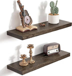 24 Inch Floating Shelves for Wall, 8"D High End Solid Hardwood Shelves for Decor Storage, Rustic Wall Shelves with Invisible 
