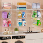 3-Pack Extra-Tall 13.6'' Hanging Laundry Basket Organizer, Foldable Wire Shelf with 360° Rotating Hooks & Reinforced Height -