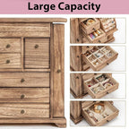 Jewelry Box for Women, Rustic Wooden Jewelry Boxes & Organizers with Mirror & Drawers,6 Layer Jewelry Organizer Box for Rings