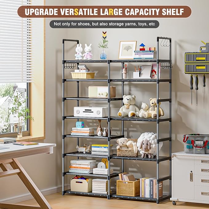 OYREL Shoe Rack Organizer 8 Tiers, Tall Shoe Racks Shelf Storage, 26-32 Pairs Vertical Large Rack,Stackable Shoes Racks for E