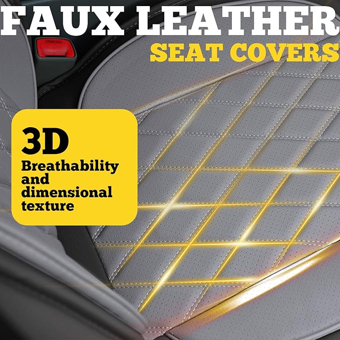 LINGVIDO Car Seat Covers Full Set (5 Seats) - Premium Perforated Nappa Leather, Waterproof Shield, Omni-Adapt Fit SUVs Sedans